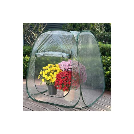 Serre d'hiver cubique en PVC pour balcon et jardin, abri isolant contre le gel pour semis et légumes, Composition : 98 × 98 × 98 cm, Couleur : liseré vert (1/5)