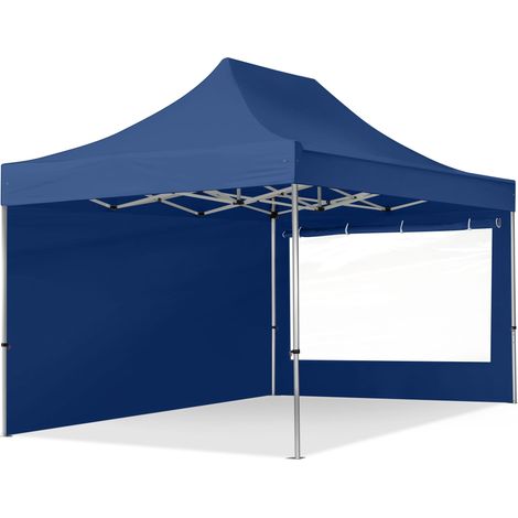 3x4,5 m Faltpavillon PROFESSIONAL Alu 40mm, Seitenteile mit Panoramafenstern, blau