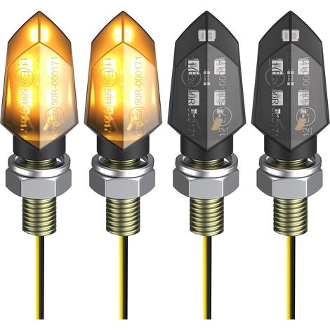 Lot de 4 Mini Clignotants Moto, 5 LED, IP65, 12V, Lumière Jaune (1/5)