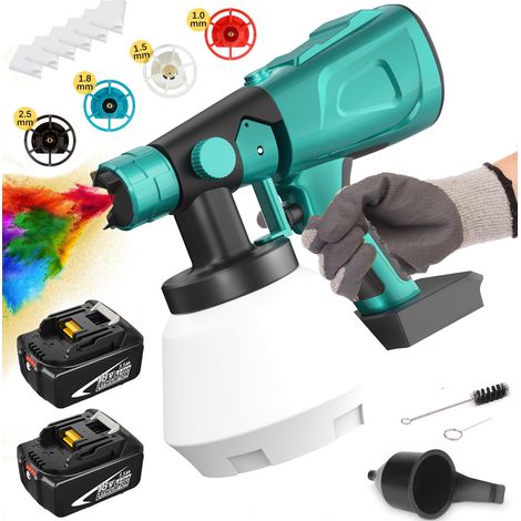 Malenpistolen, 1l Schmerz Elektrische Farbe Elektrische Farbe Lackfarbe Lackiermalmalmalerei mit 4 Filter, 2x5,5a Akku, (kein Ladegerät), kompatibel mit der Makita -Batterie (1/5)
