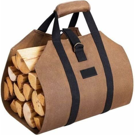Alovez - Panier à bois en toile cirée imperméable – 99,06 cm x 45,72 cm – Poignées renforcées – Sangle centrale réglable pour transport sécurisé (1/5)