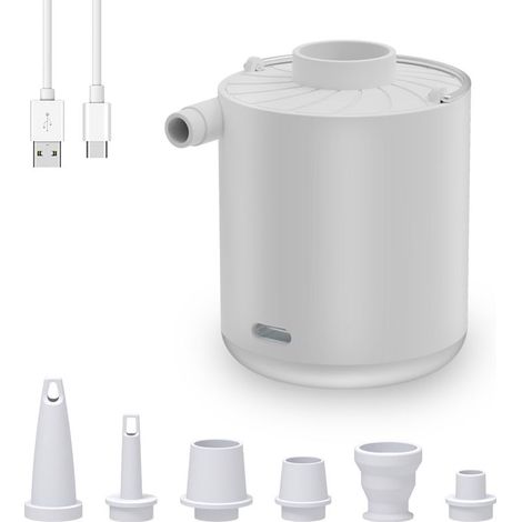 Gonfleur Électrique Rechargeable, Pompe à air Portable avec Lumière LED, Gonfleur/Dégonfleur avec 5 Buses pour Matelas Gonflable, Piscine, Bouée, Bateau Pneumatique, Anneau de Natation (1/5)