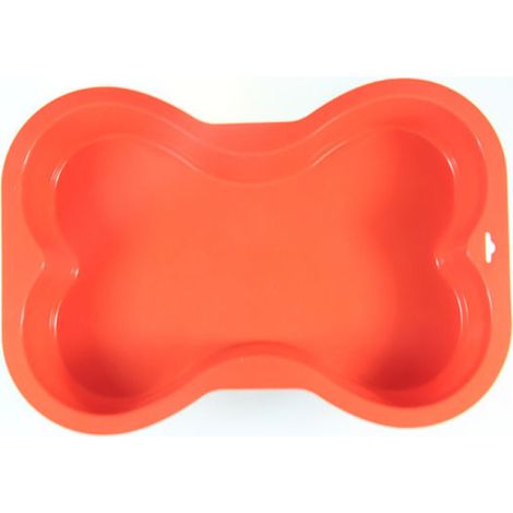 Moule à gâteau d'anniversaire pour chien en silicone en forme d'os (orange), lot de 1 pièce