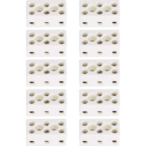 Ceramic terminal block wire connector, 3-way 24A, 10 pieces, high temperature resistant (1/5)
