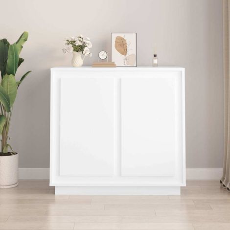 Aparador de madera contrachapada blanco 80x34x75 cm (1/4)