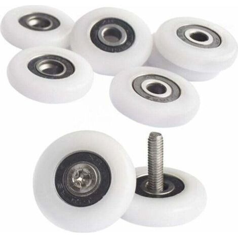 pair Lot de 8 Poulies de Douche 25mm pour Porte de Cabine - Roulettes de Remplissage avec Vis Incluses - Compatible avec la Plupart des Modèles de Portes de Douche (1/4)