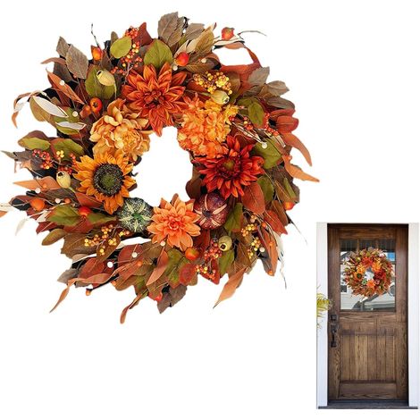 Couronnes d'automne pour la Porte d'Entrée - 42 cm Érable Artificiel de (1/5)