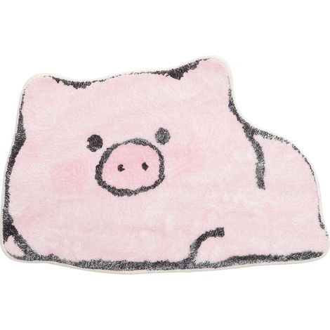 Tapis de Sol Réutilisable en Polyester de Salle de Bain Antidérapant Motif Cochon Cartoon Absorbant Confortable pour Maison et Couloir (1/5)