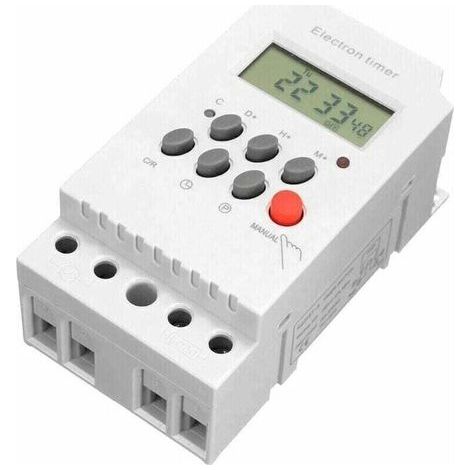 Minuterie numérique programmable AC 220 V 25 A, contrôleur de minuterie électronique sur rail DIN avec écran LCD, horloge – Blanc (1/3)