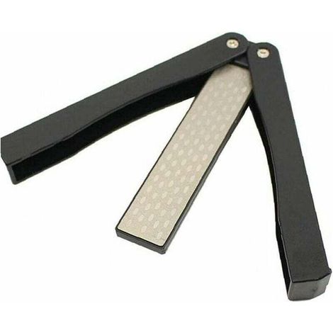 Affûteur de jardin, affûteur de poche pliable à double face en diamant pour ciseaux, sécateurs, cisailles ou pierre à aiguiser pour l'extérieur, le jardin, le camping, la cuisine. (1/4)