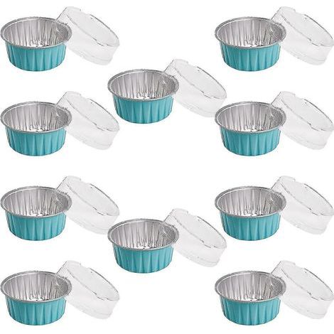 Boîte en aluminium pour friteuse à air chaud, gobelet pour grill domestique, lot de 10 avec couvercle, boîte de rangement Bluefood, organisation de cuisine, ensemble de boîtes alimentaires Prime Food,