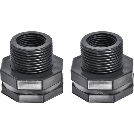 2 Paquet PVC Passe-cloison Raccord G3/4 Femme 1.5" Homme Gris  Double Fileté Passe-cloison Eau Réservoir Connecteur, avec Silicone Joint, Appliquer à Aquariums (1/5)