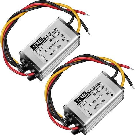 2 Pièces DC 24V à 12V Convertisseur Buck de Tension Alimentation 60W Adaptateur Réducteur Régulateur de Convertisseur pour Camion Véhicule Auto Voiture (Accepter Les Entrées DC15-40V) (1/5)