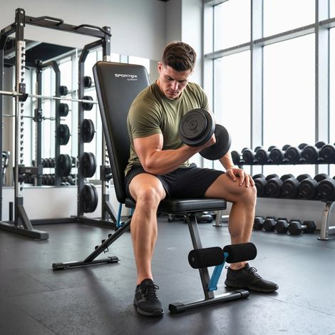 Hantelbank verstellbar Trainingsbank mit Beinstrecker 7-Fach Rückenlehne, verstellbar Polster 300 kg Last (1/5)