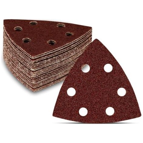 Triangles de Ponçage 50 pièces 6 trous 93 x 93 x 93 mm grain 40 pour ponceuses delta Feuilles Abrasives Papier Abrasif (1/4)