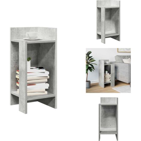 Table d'appoint avec étagère gris béton 25,5x27x60 cm - Table D'appoint - Tables D'appoint - Table D'extrémité - Table D'accent (1/5)