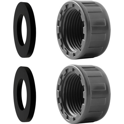 2 Pièces Bouchon Fileté PVC 3/4", d'Obstruction à Filetage Intérieur, Raccord pour Tuyau d'Eau 25mm, Bouchon de Vidange pour Jardin (1/5)