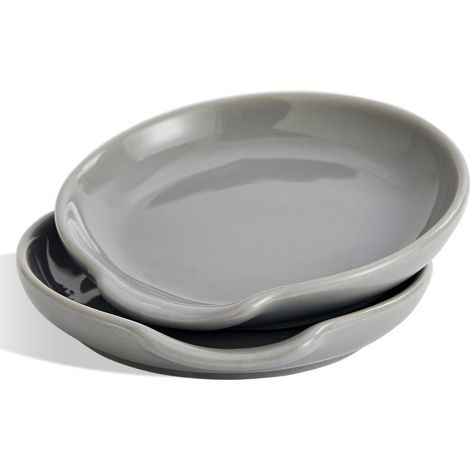 Set aus 2 Küchen-Porte-Cuillères aus Keramik für Spatel, Pinzetten, Utensilien, Grau. (1/5)