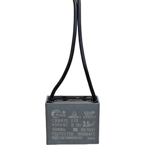 Cinq condensateurs de démarrage haute capacité CBB61 3,5 µF 450 V avec fils, spécialement conçus pour les hottes de cuisine, 50 mm de diamètre, résistants à des températures jusqu'à 85 ℃.