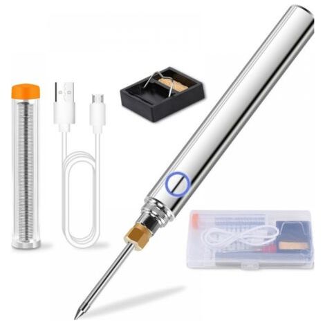Fer à souder portable - 3 vitesses - Chauffage rapide - Outil de soudage de précision - Idéal pour les réparations et les créations - Argent (1/5)