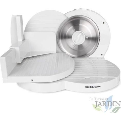 Cortafiambres blanco, 150W, cuchilla de acero inoxidable, 3 velocidades, grosor de corte ajustable