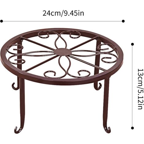 Support Pour Pot De Fleurs - En Fer Forgé - Diamètre 24 Cm - Hauteur 13 Cm - Intérieur Extérieur - 1 Pièce (1/5)