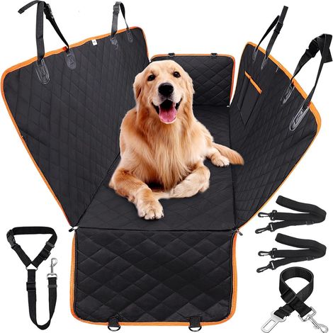Housse Protection Voiture Chien Siège Arriere Imperméable avec Ceinture de Sécurité, Protege Siège Voiture Chien Taille Universelle 137 CM x 146 CM Hamac Couverture Transport Chien Voiture H574