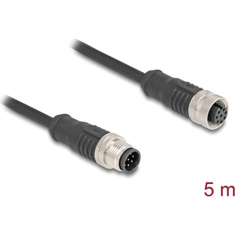 Delock Cable M12 codificado A 8 pin macho a hembra PVC 5 m