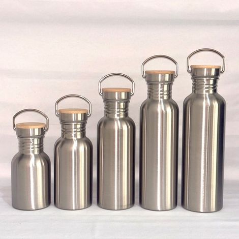 1000 ml Edelstahl Trinkflasche, Sportflasche, auslaufsichere Metall Trinkflasche, BPA frei für Sport, Fitnessstudio, Reisen, Camping silber 1000 (1/5)