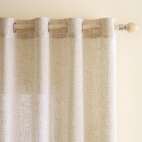 Rideaux en Lin Transparents avec Oeillets Rideau Voilages de Fenêtre Draperie pour Salon Bureau Panneaux 140x240 cm