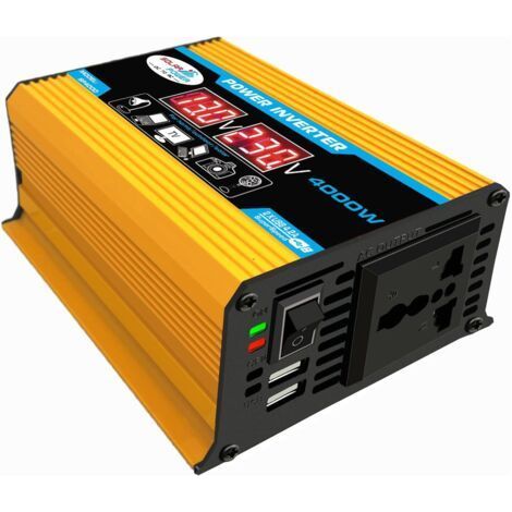 4000W Pure Sine Wave Inverter - 12V Input Voltage - 220V/110V Output Voltage - 2 USB 4.2A Ports - Digital Display (1/5)