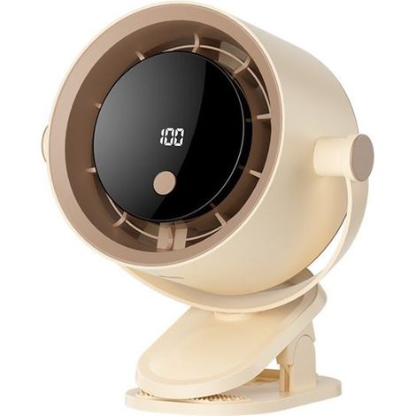 Ventilateur portable beige silencieux, batterie grande capacité, 100 vitesses réglables (1/2)