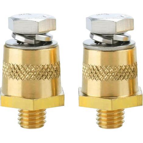 Adaptateur de borne de Charge de Batterie 3/8"-16 mâle en Laiton, Adaptateur de borne de Charge de Batterie 3/8" Standard (+/-) avec boulons supérieurs compatibles avec Les bornes GM, Lot de 2 (1/5)