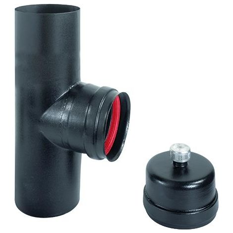 RACCORDO T IN ACCIAIO PESANTE SMALTATO PORCELLANATO F/F PELLET ECO CM. 8 (1/2)