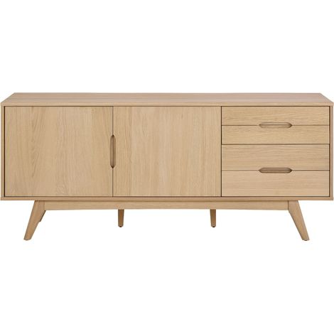 Buffet en bois blanchi 2 portes 4 tiroirs L180 - MARTINE