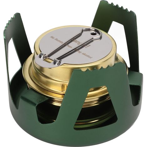 Réchaud à alcool mini haute sécurité haute combustion portable avec sac de rangement pour pique-nique extérieur vert (1/5)