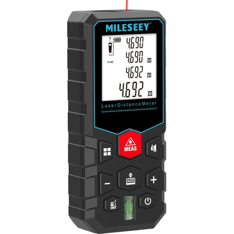 Télémètre laser avec précision de 40 m ±2 mm, mesure de surface et de volume, affichage LCD rétroéclairé, bits M/In/Ft/Ft+In. (1/3)