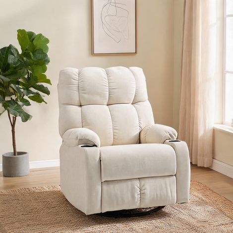 Fauteuil relax beige en polyester 88 x 96 x 108 cm (1/5)
