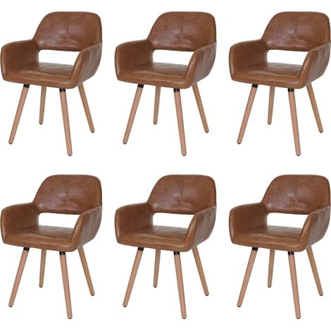 6x chaise de salle à manger Altena II, fauteuil, design rétro des années 50, similicuir, aspect daim