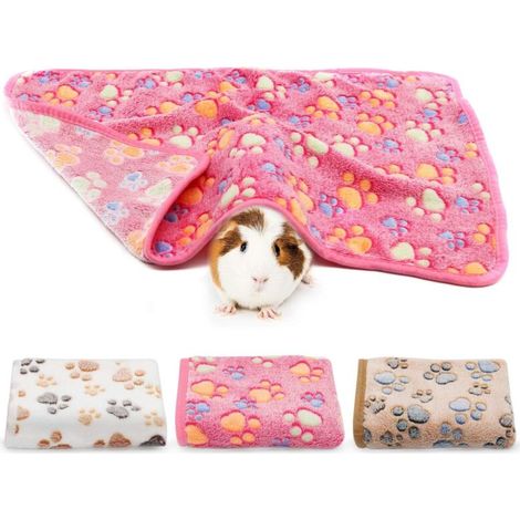 Couverture de Cochon d'Inde, 3 Pièces Couvertures en Peluche pour Petit Animal Lavable Doux Tapis de Hamster Chaud Cochon d'Inde Lapin Chinchilla Hérisson (60x40cm)