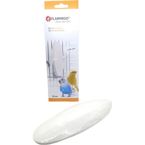 Un Os de seiche blanc 23 cm avec support pour oiseaux - Flamingo
