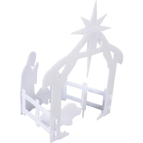 Crèche de Noël en PP Blanc 44x27x5cm pour Extérieur, Jardin, Pelouse ou Cour (1/5)