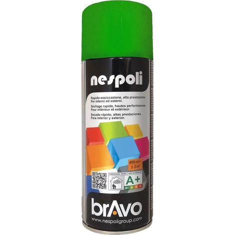 Peinture Aérosol - NESPOLI - BRAVO - Vert jardin - 400 ml - Séchage rapide - COV A+
