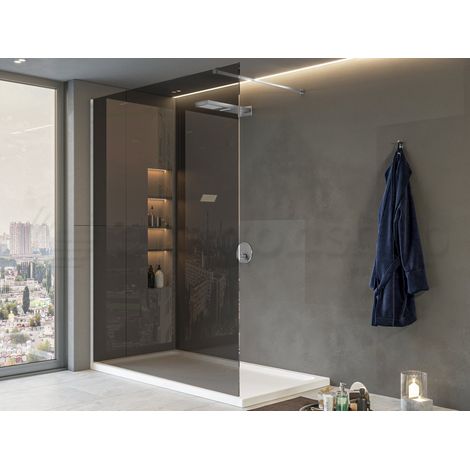 Exagonshop Parete doccia fissa 100 cm H 200 cristallo 8 mm fume