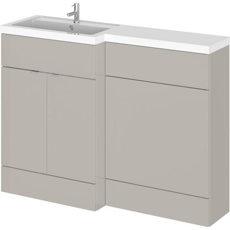 Alrewas Contemporary 2 Door Left-Hand Floor Standing Combination Unit with Basin, Pebble Grey, 1200mm