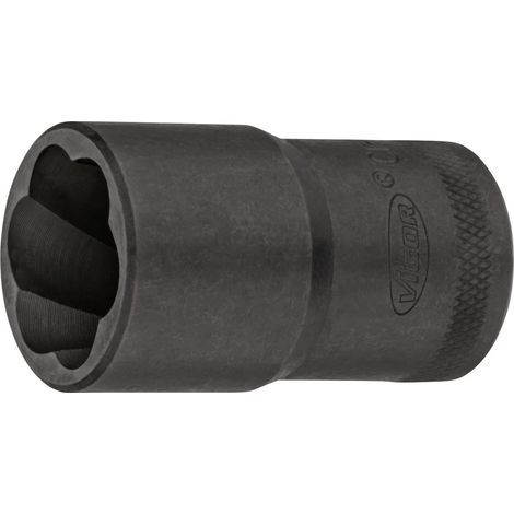 VIGOR Spiralnutenausdreher-Einsatz, 1/2 (12,5 mm) Vierkant hohl, Außen Schraubenausdreher Profil, SW 21 mm (1/4)
