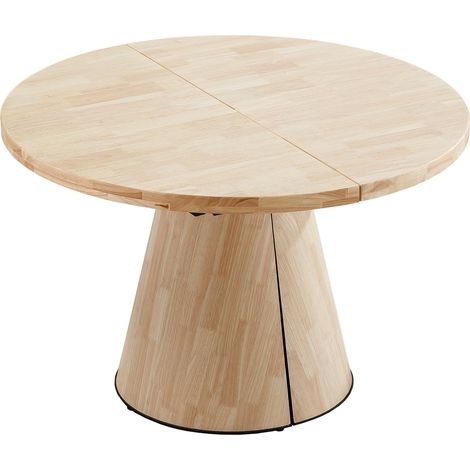 Table à manger ronde extensible coloris Chêne nordique - Longueur 120-160-200 x Largeur 120 x Hauteur 76cm (1/5)
