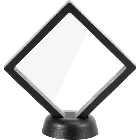Quadratische 3D-Schmuckvitrine mit schwebendem Rahmen, 9 x 9 cm (mit Sockel)
