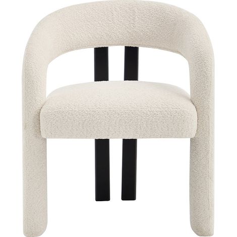 Sedia con braccioli in  tessuto bouclette e legno Hevea nero Bianco - NORETI (1/4)
