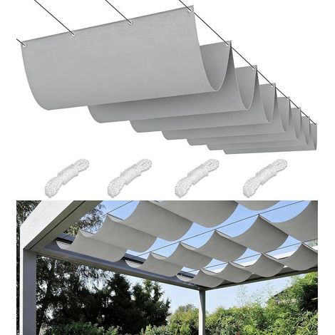 Gris Clair,Voile Ombrage Rétractable Vague 1x4M Imperméable Rectangulaire Toile D'ombrage Filet D'ombrage Bâche Ombrage Protection UV Solaire pour Jardins Balcons Pergola Terrasse (1/5)